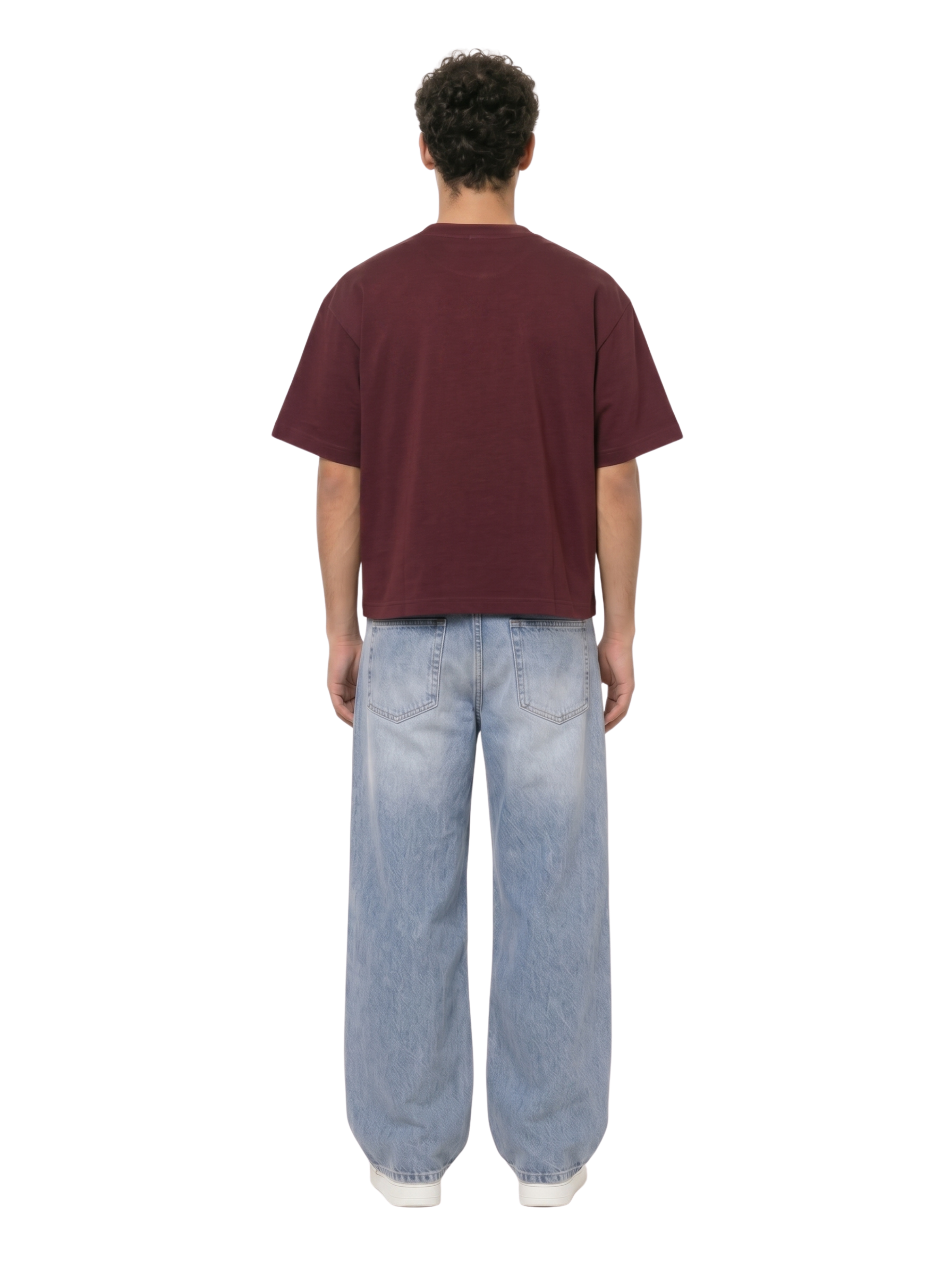 Plain Burgundy Boxy-Fit Heavyweight Tee