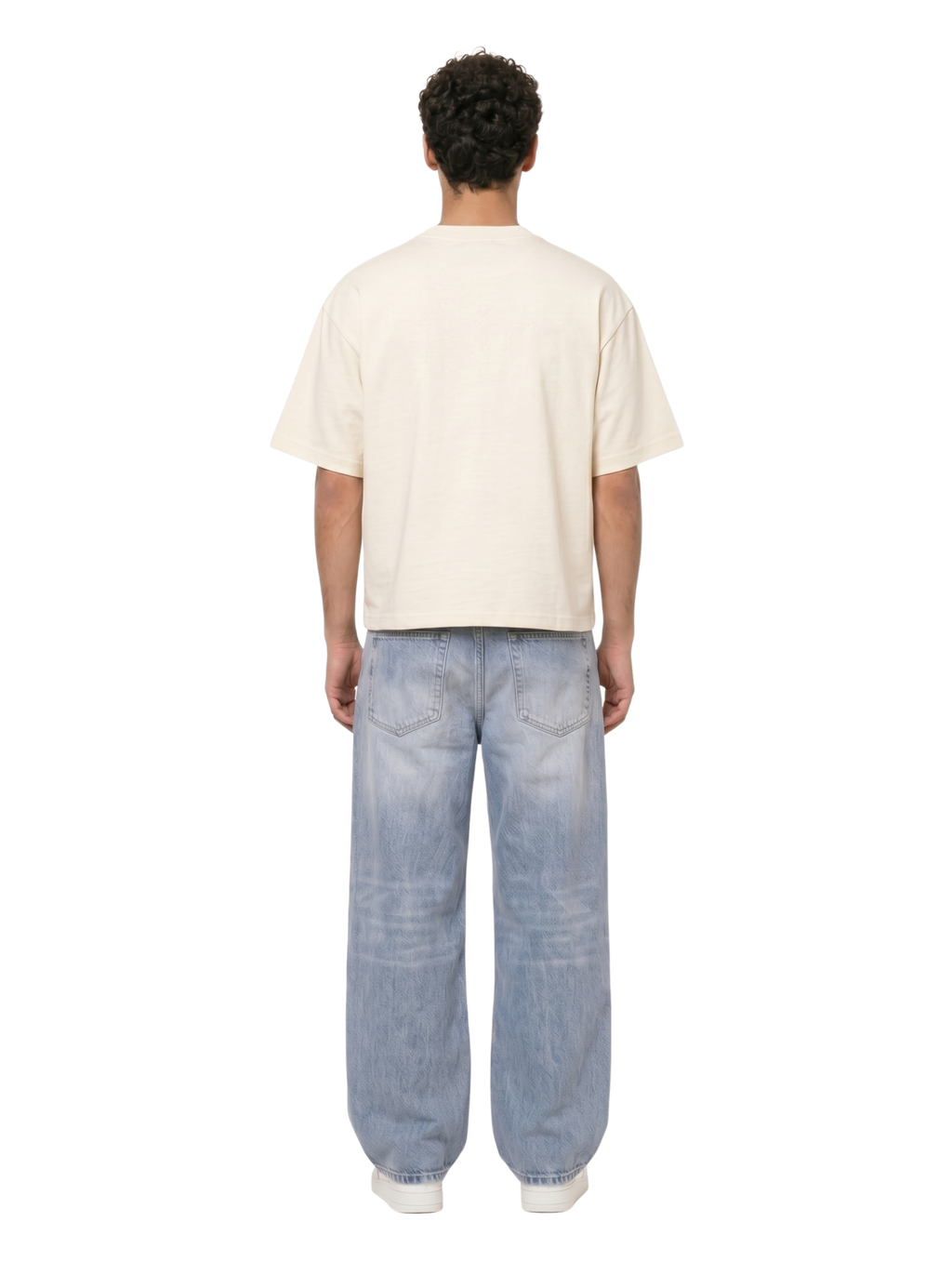 Plain Beige Boxy-Fit Heavyweight Tee