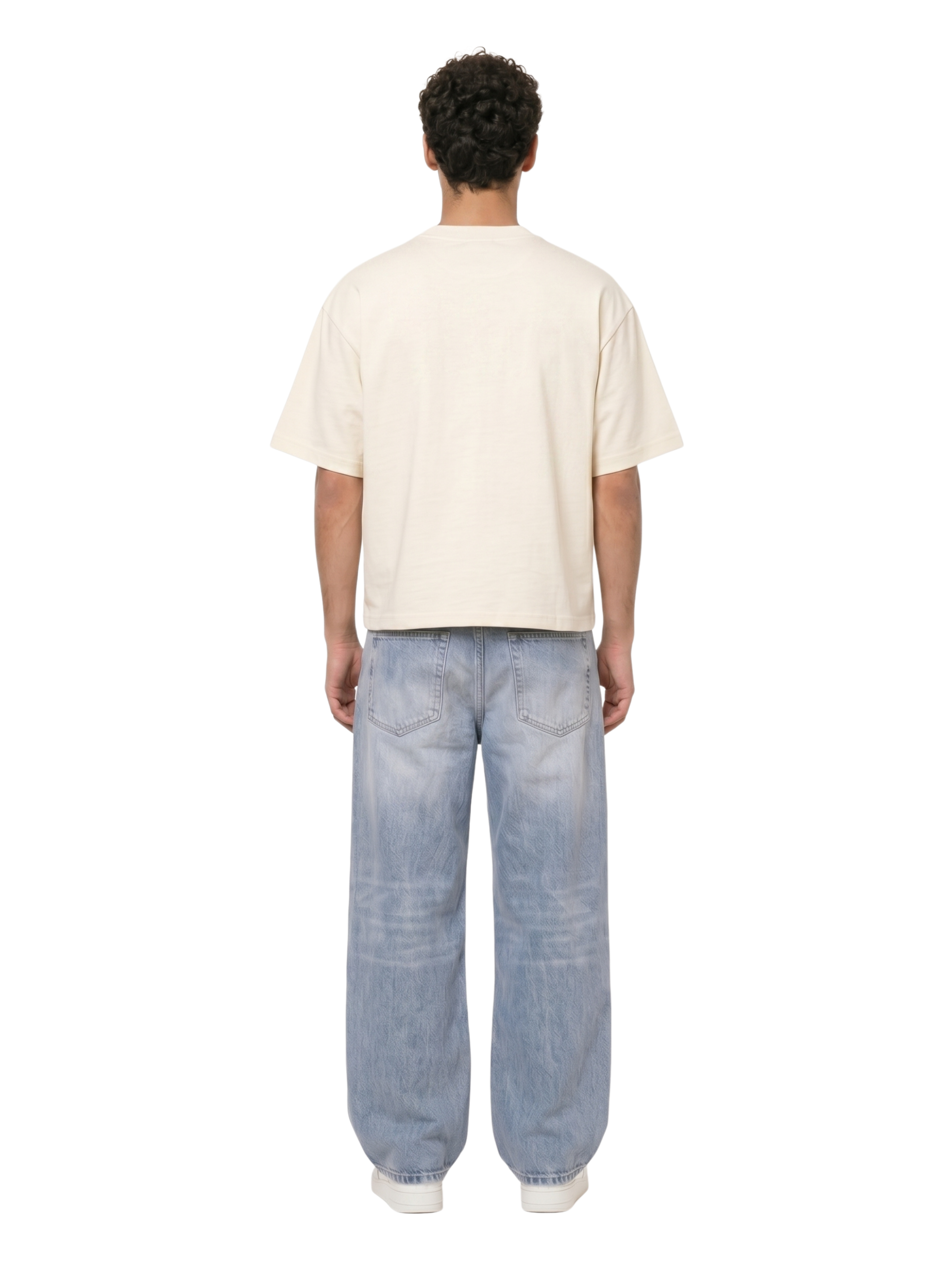 Plain Beige Boxy-Fit Heavyweight Tee